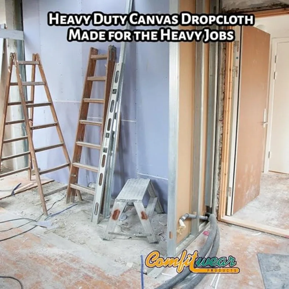COMFITWEAR Heavy Duty Drop Cloth for Painting Slip (3PC - 12 X 15) Floor Shield
